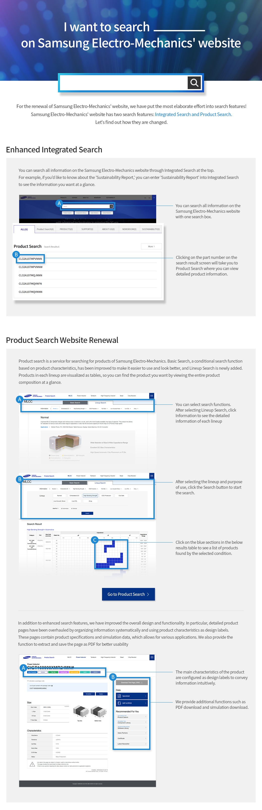 I want to search 000 on Samsung Electro-Mechanics' website.