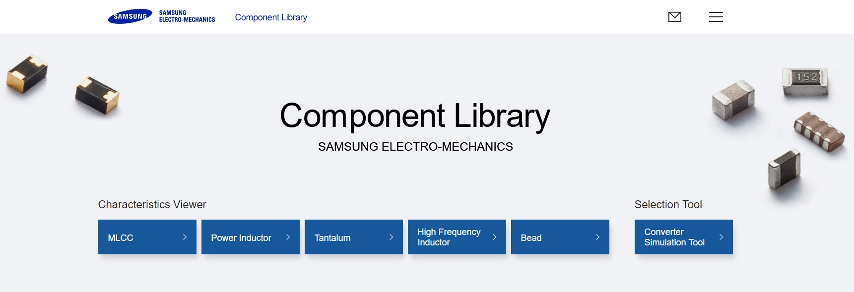 Samsung Electro-Mechanics Component Library 메인 페이지
