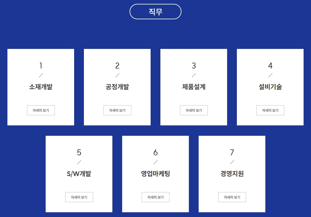 직무, 소재개발, 공정개발, 제품설계, 설비기술, s/w개발, 영업마케팅, 경영지원
