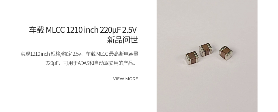 车载 MLCC 1210 inch 220μF 2.5V 新品问世 VIEW MORE