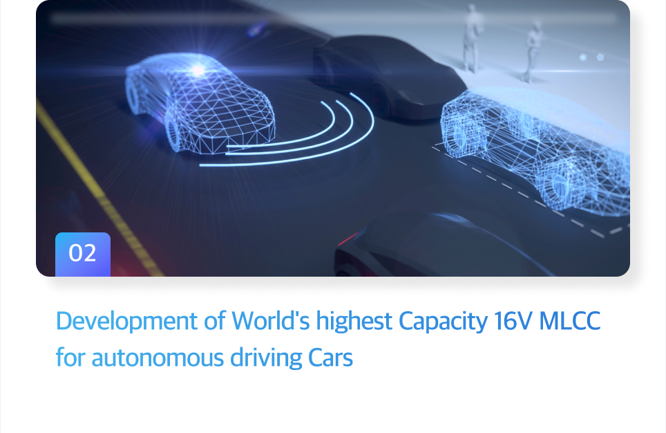 Development of World's highest Capacity 16V MLCC for autonomous driving Cars