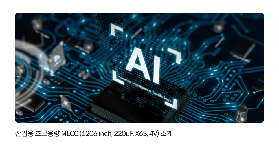 산업용 초고용량 MLCC (1206 inch, 220uF, X6S, 4V) 소개