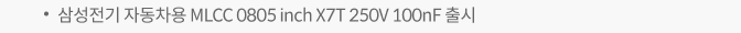 삼성전기 자동차용 MLCC 0805 inch X7T 250V 100nF 출시