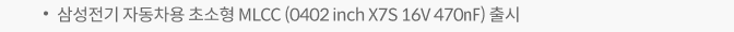 자동차용 초소형 MLCC (0402 inch X7S 16V 470㎋) 출시
